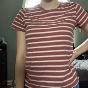 Short Sleeve Brown & Pink Striped T Shirt  Small